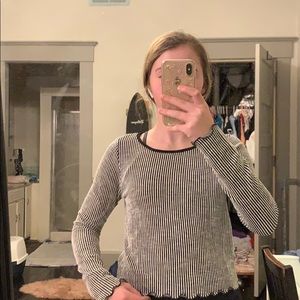 white and black stripped shirt